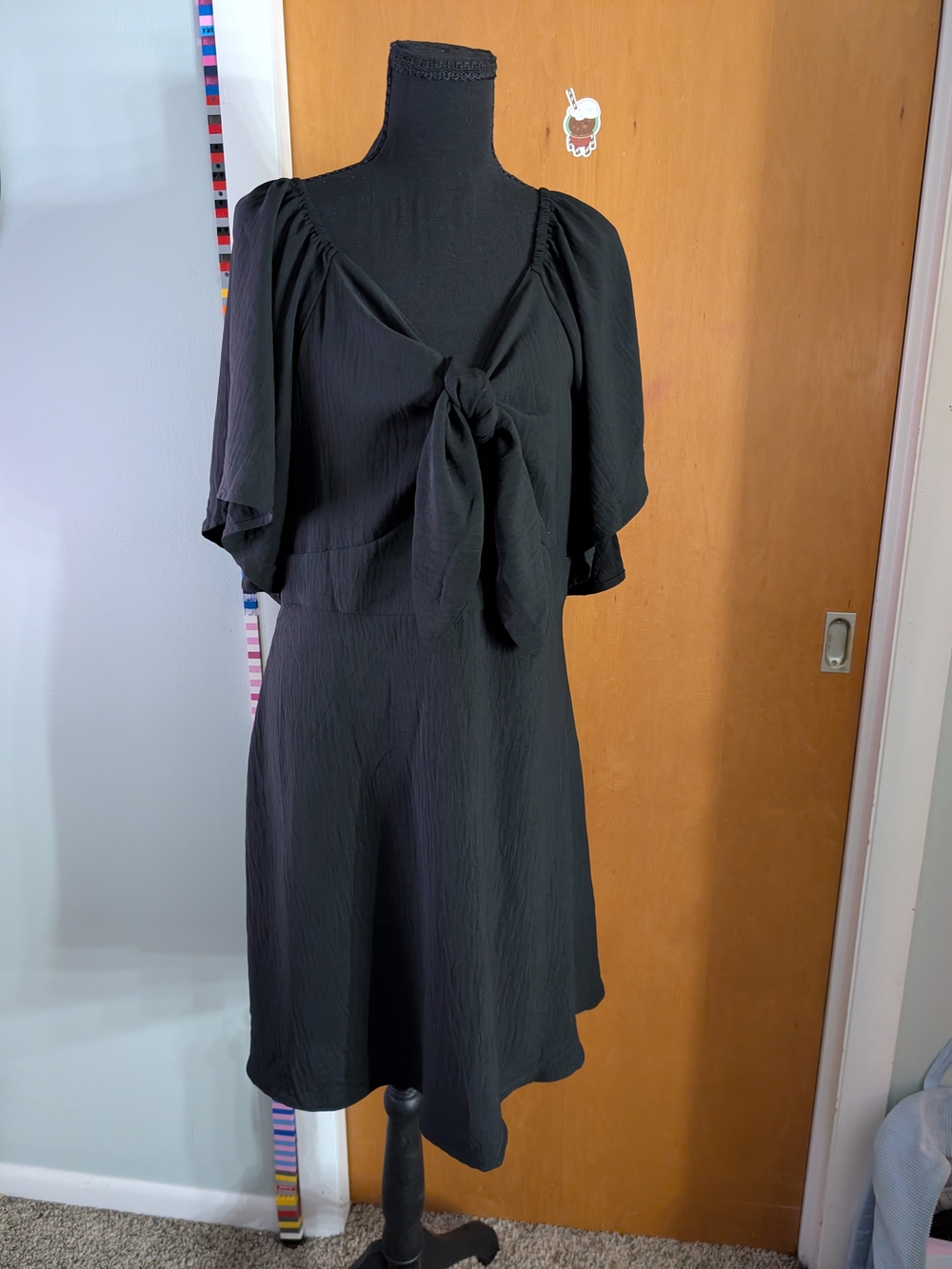 Dokotoo Women's Black Tie-Front Mini Dress XL
